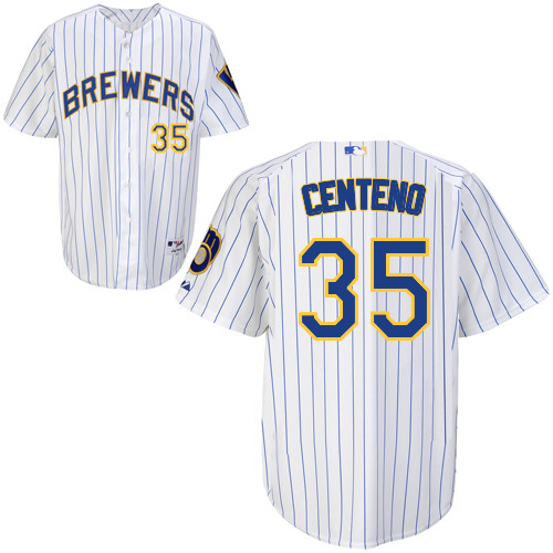 Juan Centeno #35 mlb Jersey-Milwaukee Brewers Women's Authentic Alternate Home White Baseball Jersey